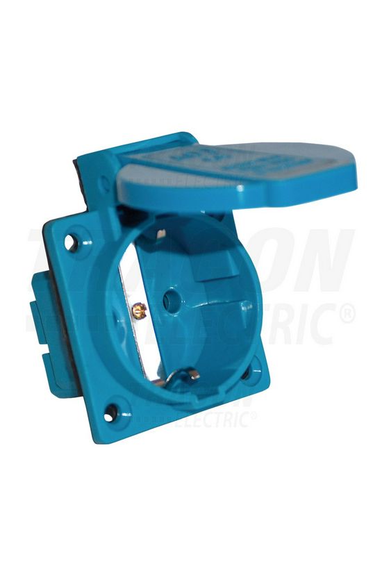 Ipari dugalj beépíthetrő 2P+E csapófedéllel rászerelhető földelt-táp 230V(50+60Hz) kék TRACON - TICS-105S