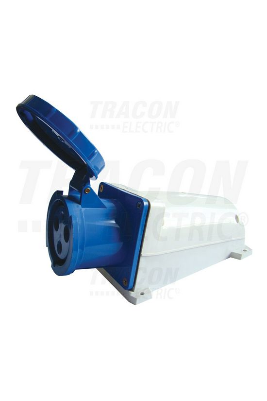 Ipari dugalj falra szerelhető 2P+E 125A 200-250V(50+60Hz) kék IP67 műanyag 6h-pozíció TRACON - TICS-143