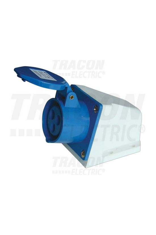 Ipari dugalj falra szerelhető 2P+E 16A 200-250V(50+60Hz) kék IP44 műanyag 6h-pozíció TRACON - TICS-113