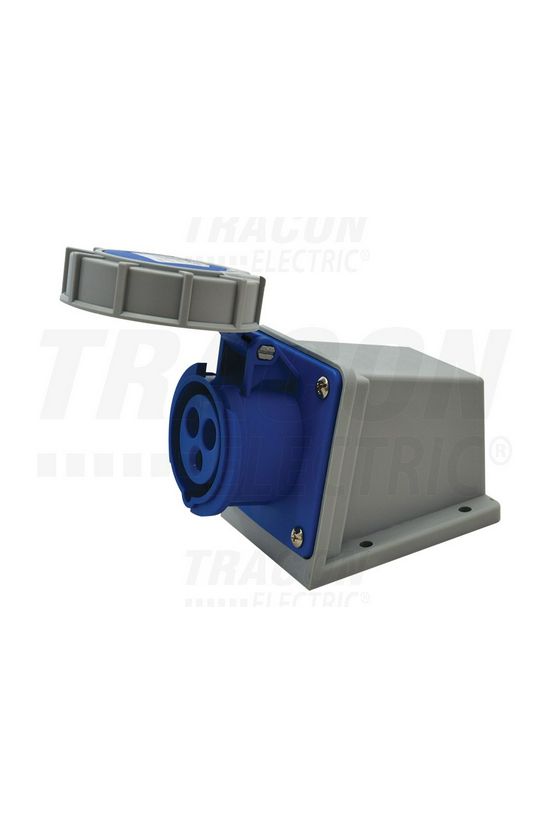 Ipari dugalj falra szerelhető 2P+E 16A 200-250V(50+60Hz) kék IP67 műanyag 6h-pozíció TRACON - TICS-1132