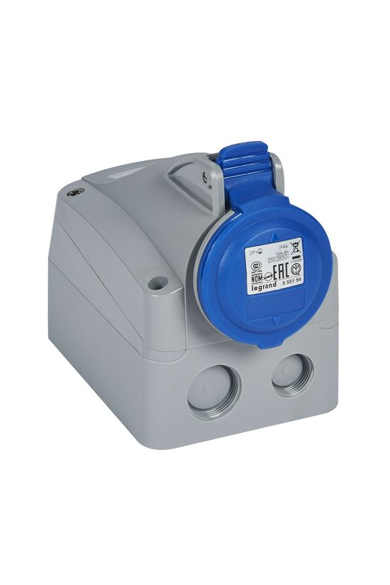 Ipari dugalj falra szerelhető 2P+E 16A 230V(50+60Hz) kék IP44 P17 Tempra PRO Dafr-162k06m LEGRAND - 555154