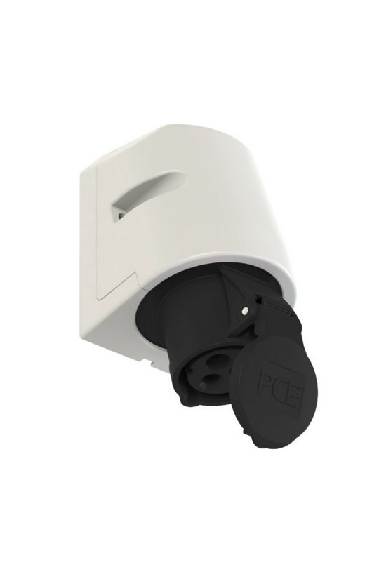 Ipari dugalj falra szerelhető 2P+E 200-250V(50+60Hz) FEKETE 16A IP44 műanyag 6h-pozíció PCE - 113-6x