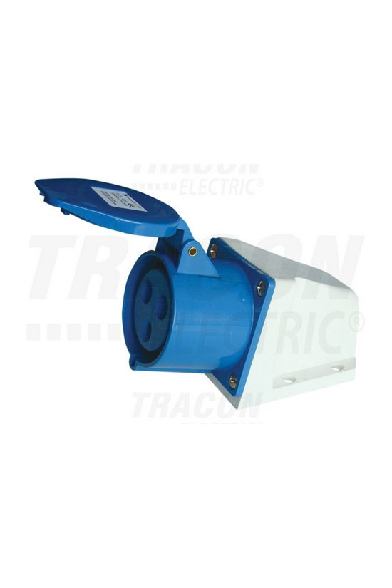 Ipari dugalj falra szerelhető 2P+E 32A 200-250V(50+60Hz) kék IP44 műanyag 6h-pozíció TRACON - TICS-123