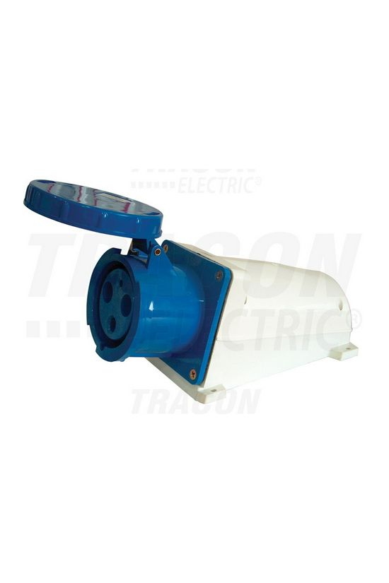 Ipari dugalj falra szerelhető 2P+E 63A 200-250V(50+60Hz) kék IP44 műanyag 6h-pozíció TRACON - TICS-133