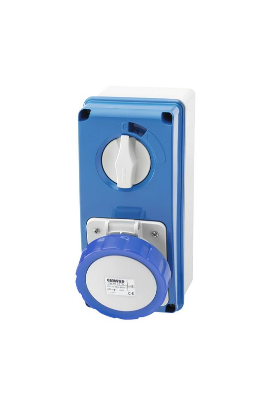 Ipari dugalj falra szerelhető 2P+E mechanikai reteszelés 16A IP67 200-250V(50+60Hz) kék IB GEWISS - GW66204N