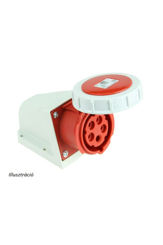 Ipari dugalj falra szerelhető 3P+E 16A 400V(50+60Hz) piros IP67 műanyag 6h-pozíció csavaros PCE - 1142-6