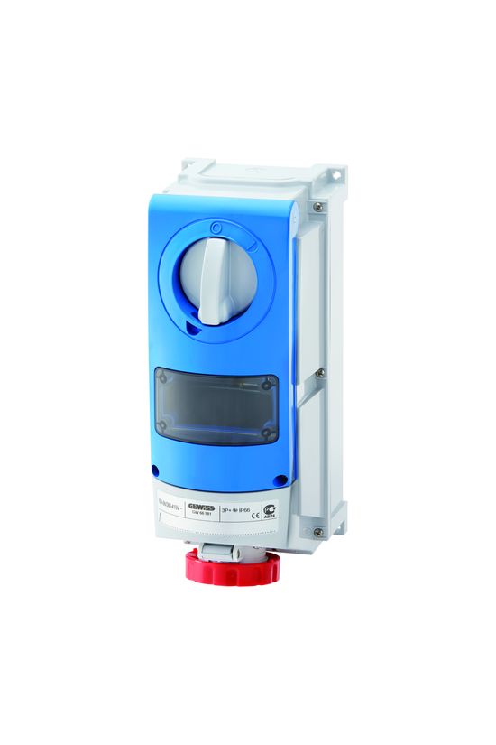 Ipari dugalj falra szerelhető 3P+E fedéllel +retesz mechanikai reteszelés 32A IP66 IB GEWISS - GW66992