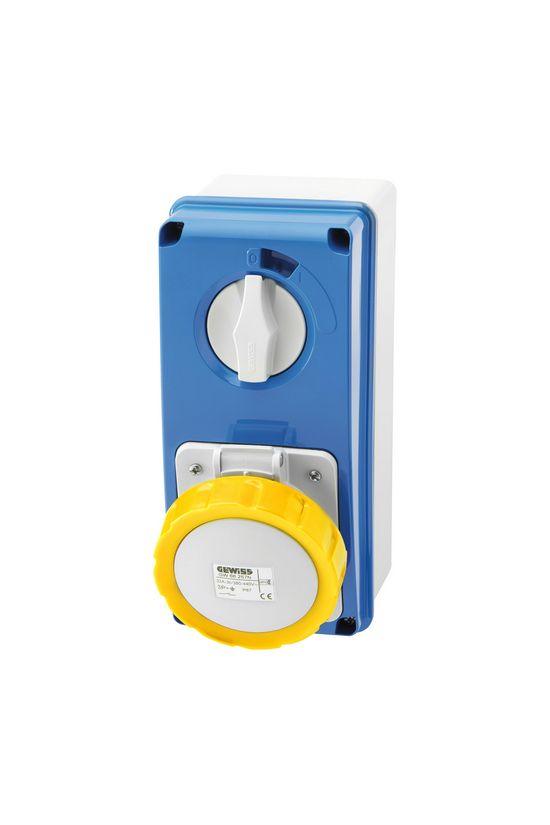 Ipari dugalj falra szerelhető 3P+E mechanikai reteszelés 16A IP67 110V(50+60Hz) sárga IB GEWISS - GW66202N