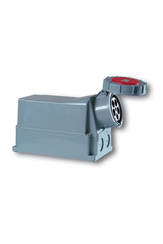 Ipari dugalj falra szerelhető 3P+N+E 125A 400V(50+60Hz) piros IP67 műanyag 6h-pozíció PCE - 145-6
