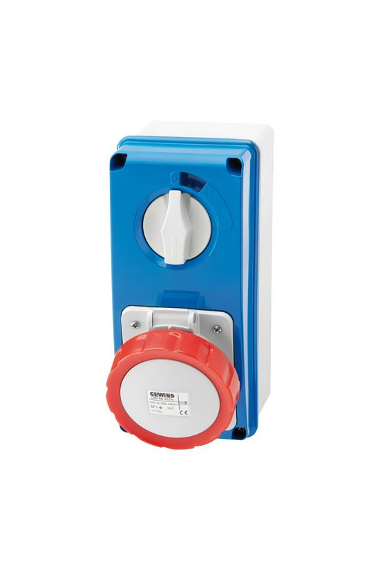 Ipari dugalj falra szerelhető 3P+N+E mechanikai reteszelés 32A IP67 műanyag 6h-pozíció IB GEWISS - GW66220N