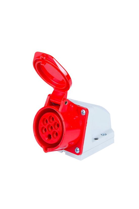 Ipari dugalj falra szerelhető 6P+E 16A 400V(50+60Hz) piros IP44 műanyag 6h-pozíció csavaros PCE - 117-6