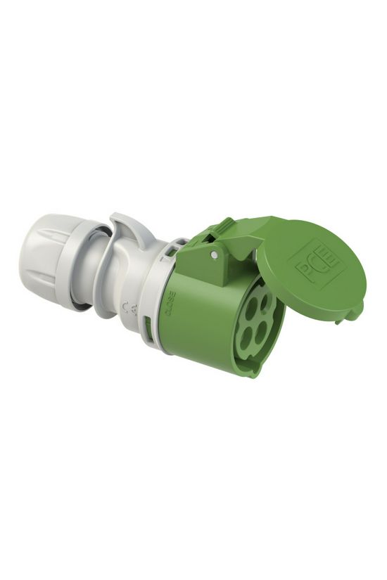 Ipari dugalj lengő 3P+E 16A 50-500V(>300-500Hz) zöld egyenes IP44 műanyag 2h-pozíció Shark PCE - 214-2