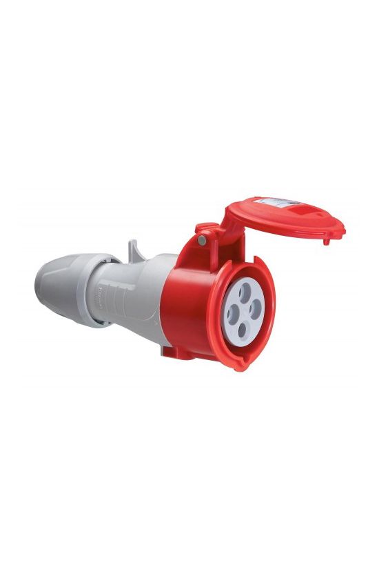 Ipari dugalj lengő 3P+N+E 32A 380-415V(50+60Hz) piros egyenes IP44 műanyag P17 Tempra LEGRAND - 555219