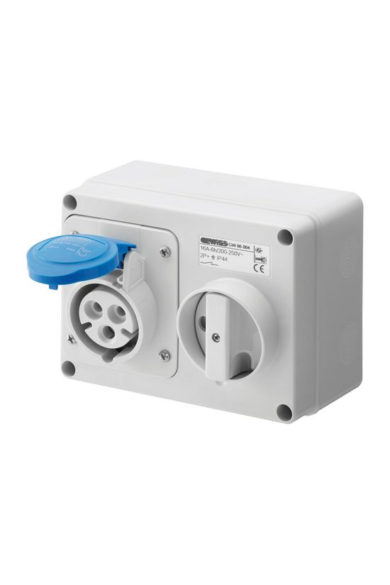 Ipari dugalj ráépíthető 2P+E mechanikai reteszelés 16A IP44 200-250V(50+60Hz) kék IB GEWISS - GW66004