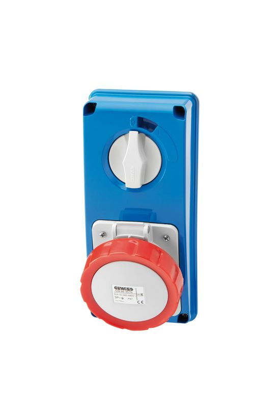 Ipari dugalj ráépíthető 3P+E mechanikai reteszelés 32A IP67 380-415V(50+60Hz) piros IB GEWISS - GW66319N
