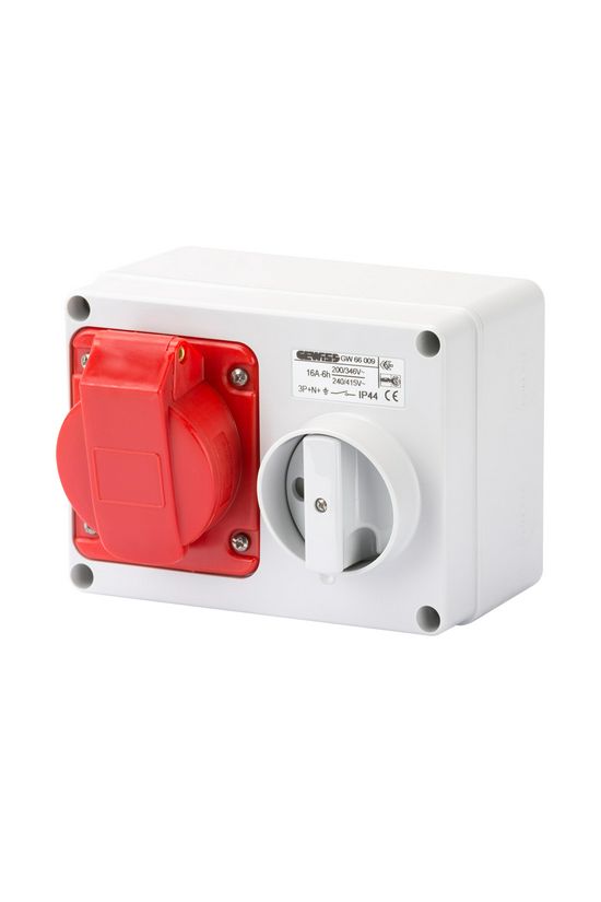 Ipari dugalj ráépíthető 3P+N+E mechanikai reteszelés 16A IP44 380-415V(50+60Hz) piros IB GEWISS - GW66009