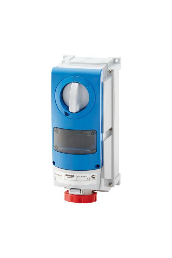 Ipari dugalj ráépíthető 3P+N+E mechanikai reteszelés 63A IP66 380-415V(50+60Hz) piros IB GEWISS - GW66874