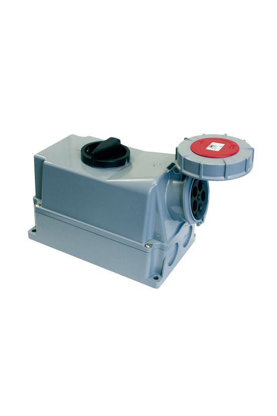 Ipari dugalj tokozott 3P+N+E mechanikai reteszelés 63A IP67 400V(50+60Hz) piros műanyag PCE - 75352-6