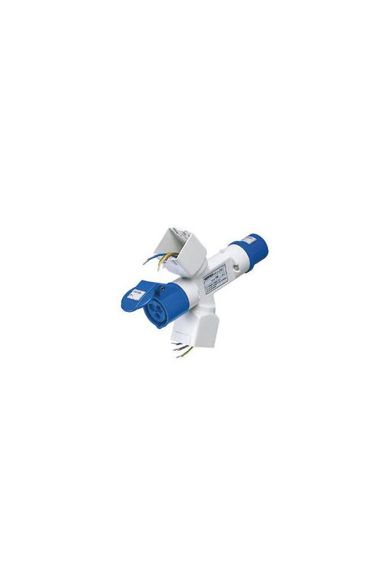 Ipari dugaljadapter 16A5P400V +2x(50x50mm)-dugaljhely 1x16A5P400V műanyag IP20 IEC309MA GEWISS - GW64237