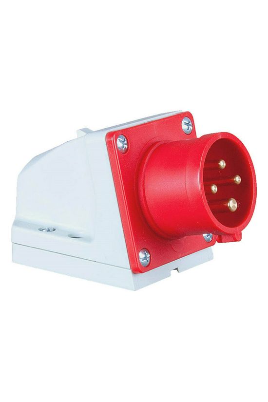Ipari dugvilla 3P+E falonkívüli 16A 400V(50+60Hz) piros műanyag ferde csavaros PCE - 514-6