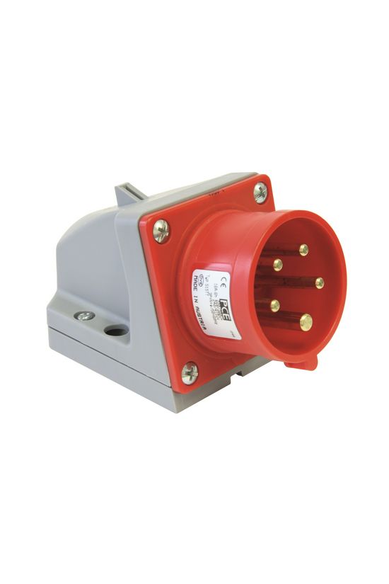 Ipari dugvilla 3P+N+E falonkívüli 32A 400V(50+60Hz) piros műanyag ferde csavaros PCE - 525-6