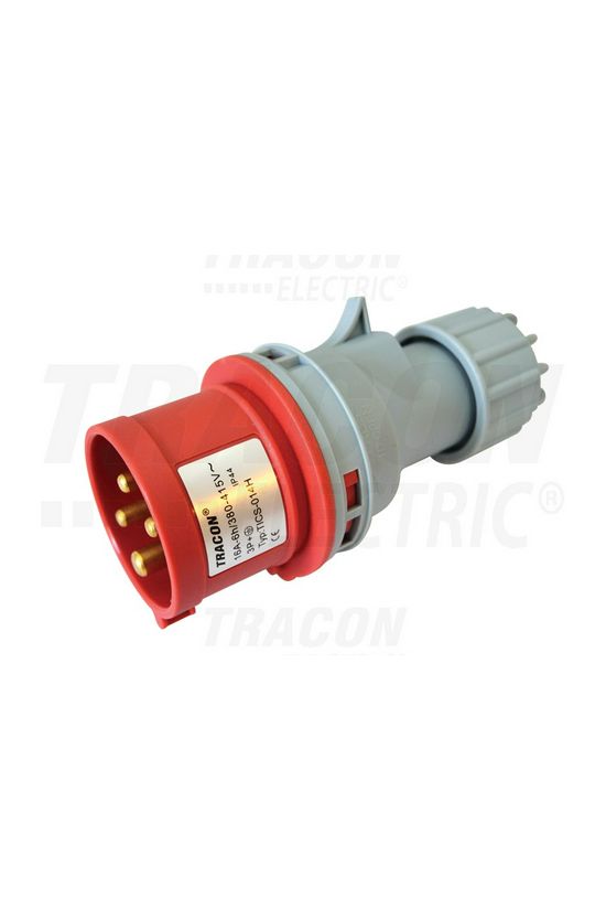 Ipari dugvilla lengő 3+PE 16A 400V(50+60Hz) piros IP44 műanyag csavaros 6h-pozíció TRACON - TICS-014H