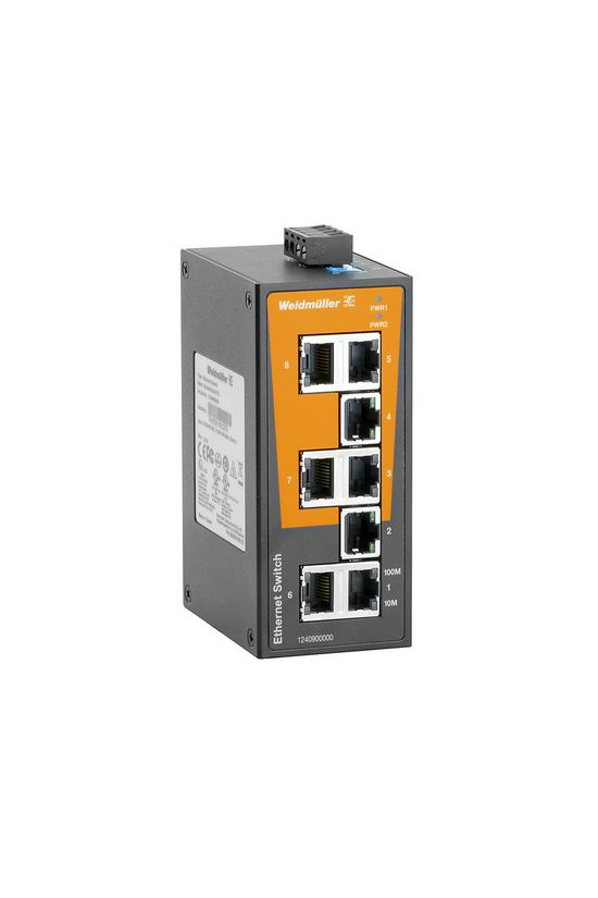 Ipari switch 1,6Gbps 24VDC DIN sín Ethernet 8x10/100Mbps RJ45 port IP30 IE-SW-BL08-8TX Weidmüller - 1240900000