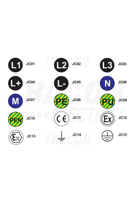 Jelölőcímke L3 (3.fázisvezető váltakozó áramú rendszerekben) 20mm-átmérő felirattal fekete TRACON - JC03