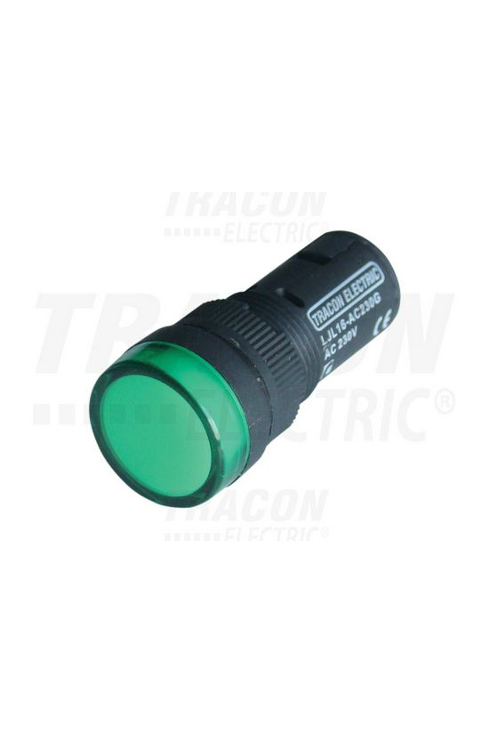 Jelzőlámpa kompakt műa. d16 1x LED zöld 400V AC kerek lapos csavaros-csatlakozás TRACON - LJL16-GF