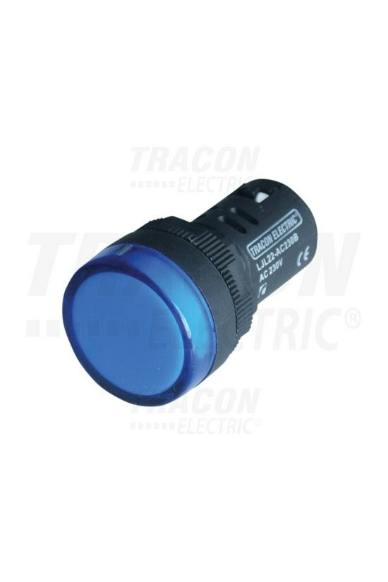 Jelzőlámpa kompakt műa. d22 1x LED kék 24V AC/DC kerek lapos csavaros-csatlakozás TRACON - LJL22-ACDC24B