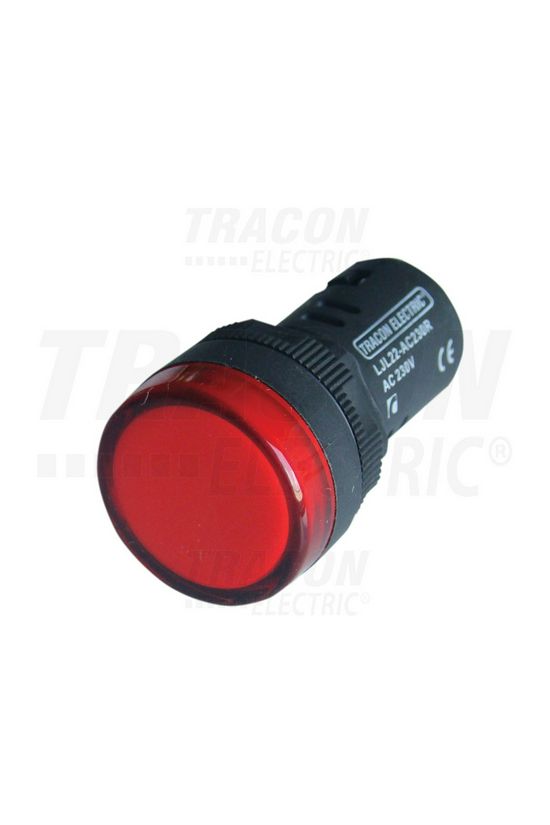 Jelzőlámpa kompakt műa. d22 1x LED piros 230V AC/DC kerek lapos csavaros-csatlakozás TRACON - LJL22-RE