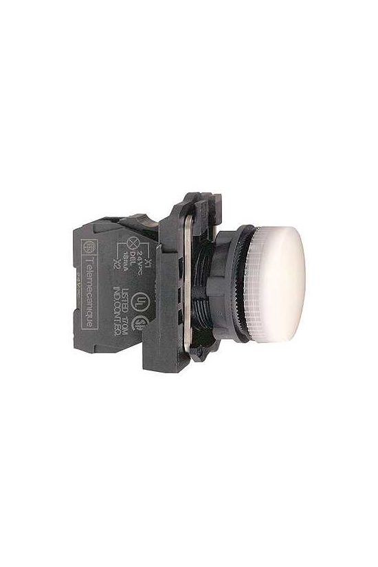 Jelzőlámpa komplett műa. d22 1x LED fehér 24V AC/DC kerek lapos Harmony XB5 Schneider - XB5AVB1