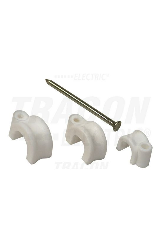 Kábelrögzítő bilincs szeggel 100db 8mm fényesfehér TRACON - N2
