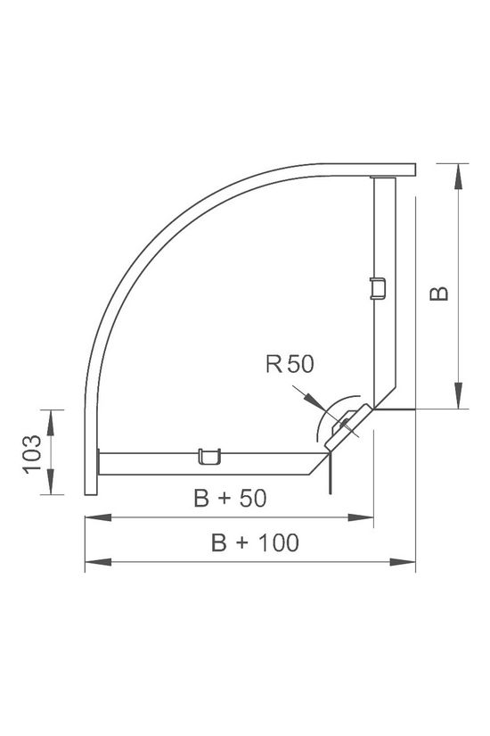 Kábeltálca 90° idom 100mm x 60mm-mag. 90° szalaghorganyzott acél RB 90 610 FS OBO-BETTERMANN - 6043216
