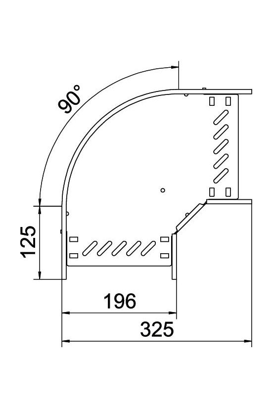 Kábeltálca 90° idom 200mm x 60mm-mag. 90° szalaghorganyzott acél RB 90 620 FS OBO-BETTERMANN - 6036564