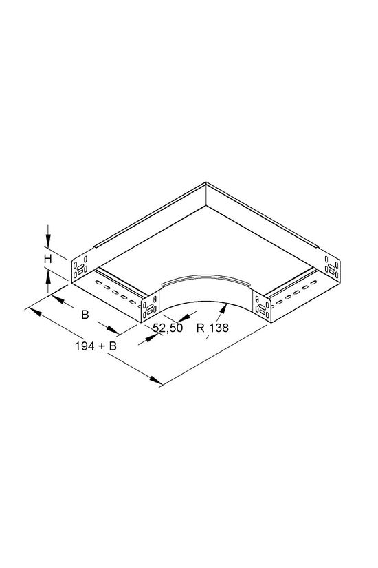 Kábeltálca 90° idom 200mm x 60mm-mag. 90° szalaghorganyzott acél RES 60200 Niedax - 4013339226207