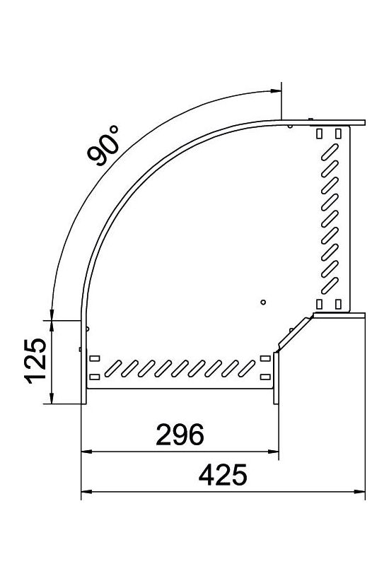 Kábeltálca 90° idom 300mm x 60mm-mag. 90° merítetten horganyzott acél RB 90 630 FT OBO-BETTERMANN - 6036596