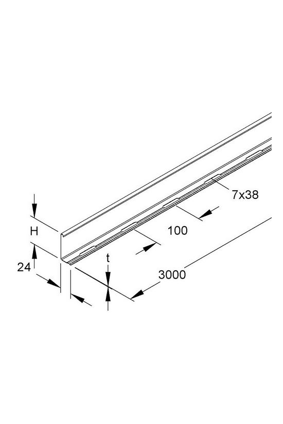 Kábeltálca válaszfal 55mm-ma 3000mm L-profil szalaghorganyzott acél csavaros RW 60 Niedax - 4013339225002
