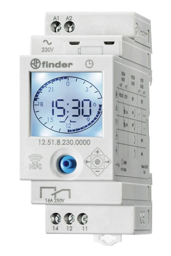 Kapcsolóóra digitális 1-csatorna napi heti váltó 16A 2TE 12.51.8.230.0000 FINDER - 125182300000