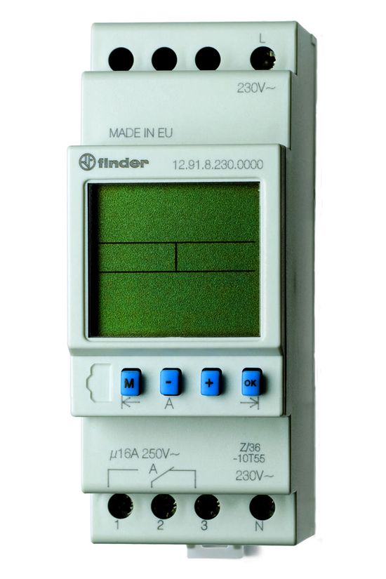Kapcsolóóra digitális 1-csatorna napi heti váltó 16A 2TE 12.91.8.230.0000 FINDER - 129182300000