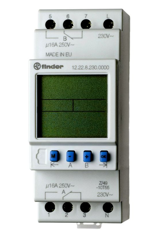 Kapcsolóóra digitális 2-csatorna napi heti váltó 16A 2TE 12.22.8.230.0000 FINDER - 122282300000