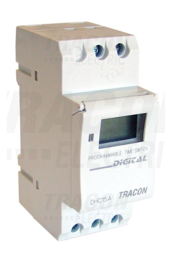Kapcsolóóra digitális LCD napi heti 1csatorna váltó 16A 5M TRACON - TKO-HE