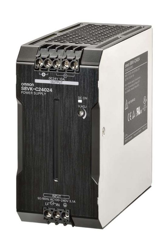 Kapcsolóüzemű DC tápegység 100-240VAC-be 90-350VDC-be 24VDC-ki 10A-ki 240W S8VK-C24024 OMRON - 375668