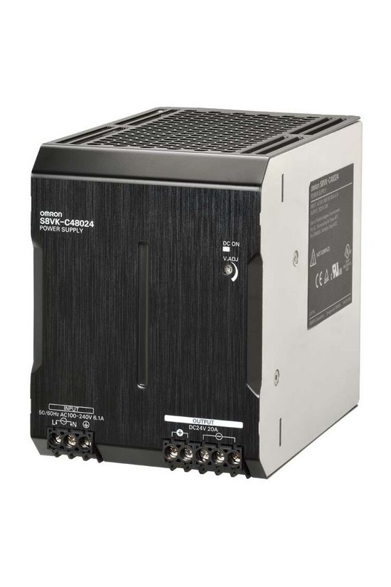 Kapcsolóüzemű DC tápegység 100-240VAC-be 90-350VDC-be 24VDC-ki 20A-ki 480W S8VK-C48024 OMRON - 375669