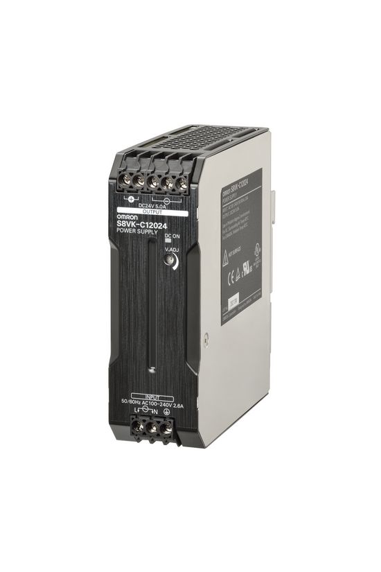 Kapcsolóüzemű DC tápegység 100-240VAC-be 90-350VDC-be 24VDC-ki 5A-ki 120W S8VK-C12024 OMRON - 375667