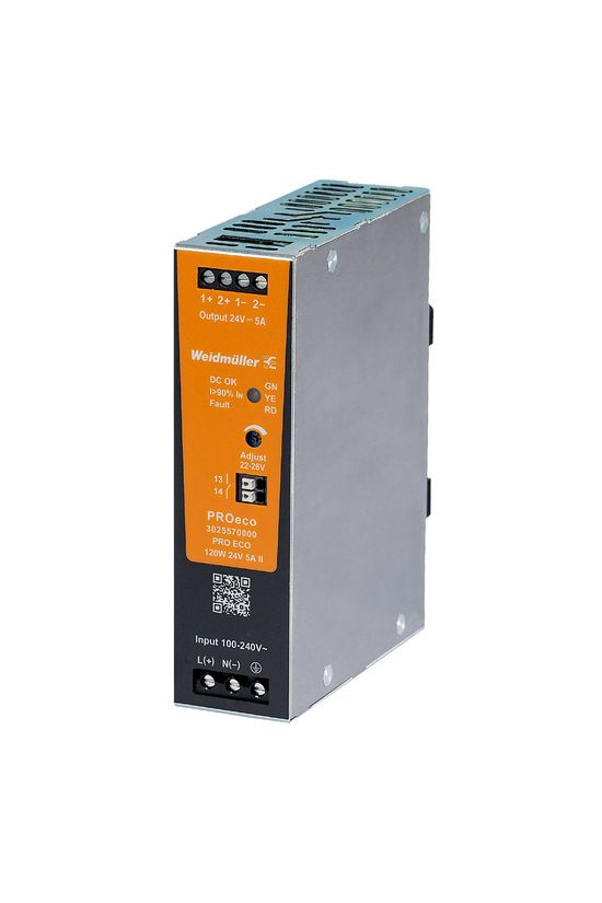 Kapcsolóüzemű DC tápegység 2M 100-240VAC-be 5A/ 24V-DC-ki 120W PRO ECO 120W 24V 5A II Weidmüller - 3025570000