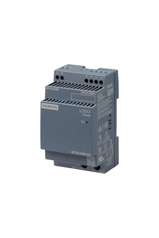 Kapcsolóüzemű DC tápegység stabilizált 240VAC-be 24VDC-ki 2.5A-ki 60W LOGO!Power SIEMENS - 6EP3332-6SB00-0AY0