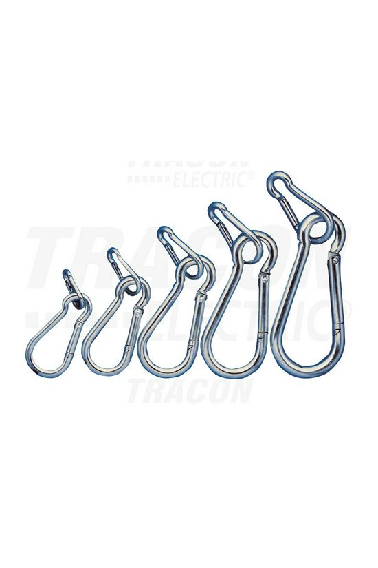 Karabiner rugós acél 4mm 42mm-ho 30kgtörési terhelés TRACON - RKARA4