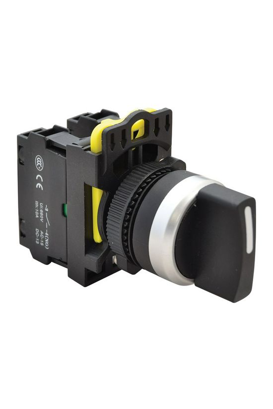 Választókapcsoló komplett műa. d22 5A 1-0-2 3-állású 2z rövid forgatókaros fekete TRACON - NYK3-S31BK