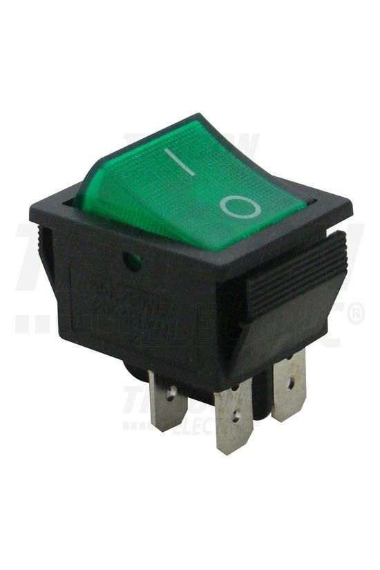 Készülékkapcsoló 0-I billentyűs 2P 16A 250V jelzőlámpa lapos sarus karmos TRACON - TES-44